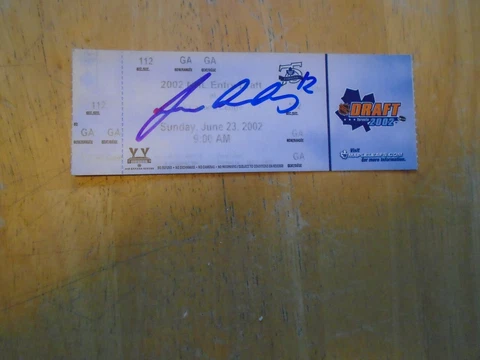 2002 NHL Autographed Draft Ticket by Jonas Almtorp  (Edmonton Oilers) Cover