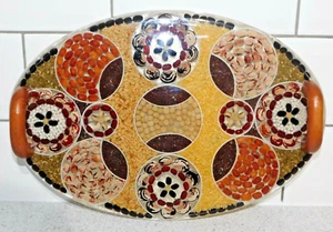 BRASILIANISCHES SAMEN & BOHNEN MOSAIK PLEXIGLAS / ACRYL SCHNEIDEBRETT / SERVIERBRETT / TABLETT - Bild 1 von 7