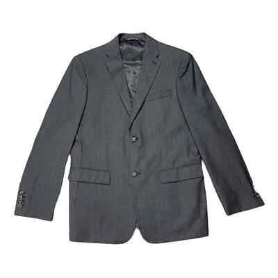 Perry Ellis Mens Two Button Blazer Dark Chocolate Pinstripe Classic Fit 40 R New - Image 1 of 4