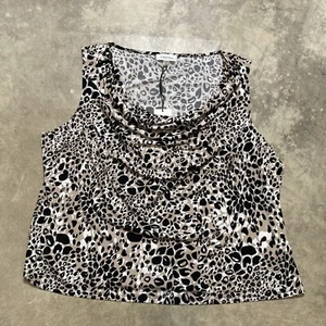 Calvin Klein Shirt Womens Size 2XL Animal Print Cowl Neck Sleeveless Multicolor - Picture 1 of 12