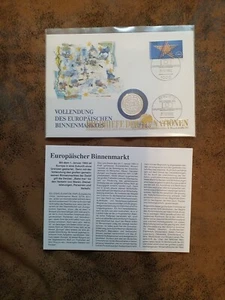 1992 Europäischer Binnenmarkt Numisbrief 1 ECU H.-D. Genscher Worbes B-0573 - Bild 1 von 3