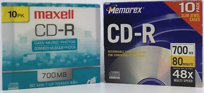 CD-R Maxell & Memorex Media With Jewel Cases 700MB 80 Minutes 48X New Lot Bundle - Image 1 of 4