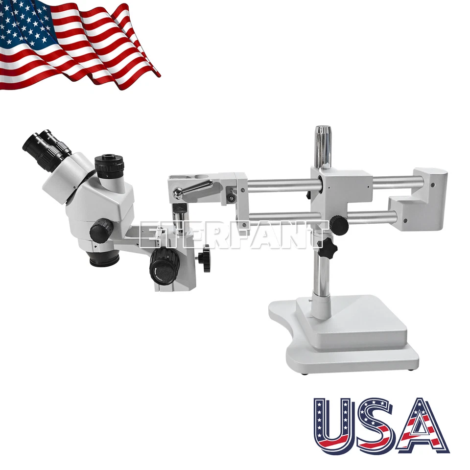 AmScope Sm-4b-frl 7x-45x Binocular Stereo Boom Microscope Ring Light