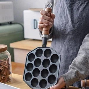 Household Cast Iron Uncoated Small Meatball Machine 14 Holes Baking Plate - Picture 1 of 9
