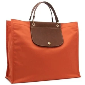 SALE LONGCHAMP Shopping Bag CABAS Square Form Leather Edge L Size Orange NEW - Imagen 1 de 8