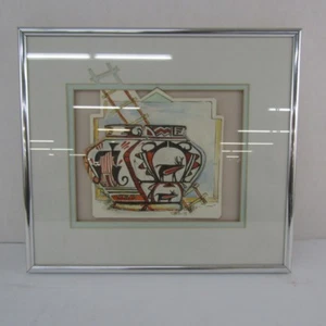 CRACKED CLAY POT WATERCOLOR ART SIGNED BY BIL - BEAUTIFUL COLORS - Picture 1 of 6