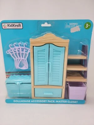 Kidkraft 8 Piece Wooden Plastic Master Closet Dollhouse Accessory Pack New - Image 1 of 4
