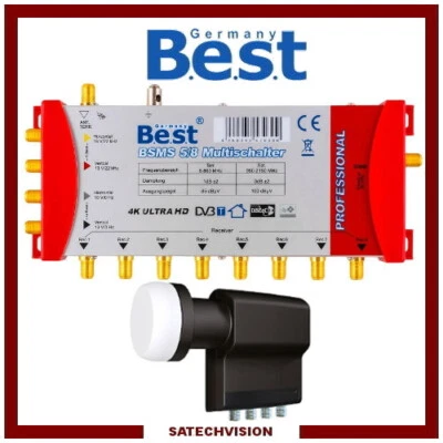 Best Germany BSMS 5/8 Multiswitch 5/8 Gold + LNB Quattro Inverto Black Premium