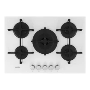 WHIRLPOOL GOA 7523/WH PIANO COTTURA GAS 5 FUOCHI GHISA A+S VETRO BIANCO - Foto 1 di 12