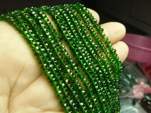 AAA CHROME DIOPSIDE RONDELLE FACETED 3.5-4.5 MM LOOSE GEMSTONE BEADS 13" STRANDS - Picture 1 of 4