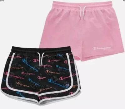 New Champion Girls 2 Pack Active Shorts Size 10/12  Pink/Black Polyester Spandex - Image 1 of 4