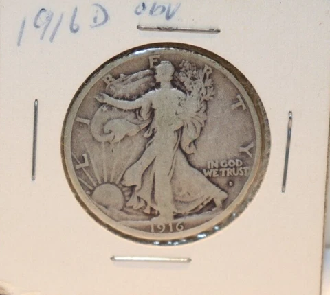 1916 D US Walking Liberty Half Dollar Fine Cover