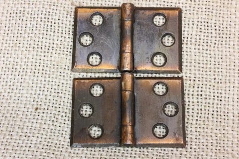 2 Old Door Hinges Interior Shutter Rustic Copper Steel 1 7/8 X 1 1/4” Bevel Edge Cover