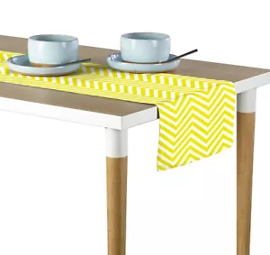 100% Milliken Polyester Yellow Chevron Table Runners - 12"x72" or 14"x108" - Picture 1 of 1