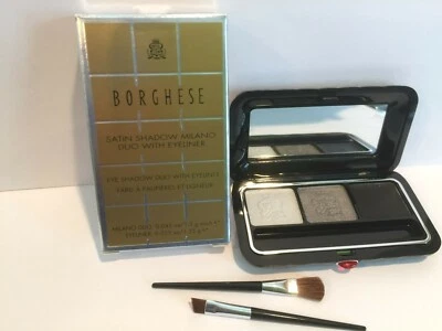Borghese Satin Shadow Milano Eye Shadow Duo / Gel Eyeliner Platinum Pietra NIB  - Image 1 of 4
