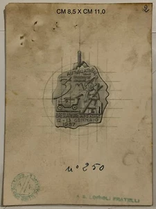 AUTOMOBILISMO BOZZETTO CARTACEO MED. 3a AUTOSCIATORIA BRESSANONE ALTO ADIGE 1957 - Picture 1 of 2