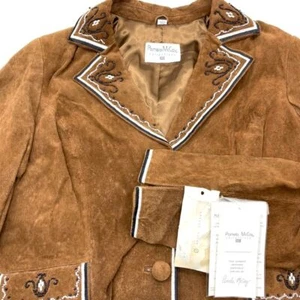 Pamela McCoy Brown Suede Leather Blazer Western Embellished Jacket - Picture 1 of 8