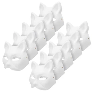10 Pcs Half Costume Cat Masks Blank Paper Child Miss Masquerade Diy - Picture 1 of 12