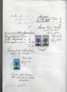 Albanien 1933. Albanisches Finanzgericht Briefmarke gebraucht in Dokument R - Bild 1 von 2