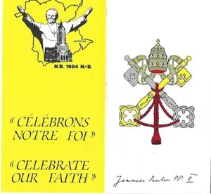 1984 ORIGINAL DOCUMENT OF PAPAL VISIT TO MONCTON NEW BRUNSWICK PRINT IN CANADA - Picture 1 of 2