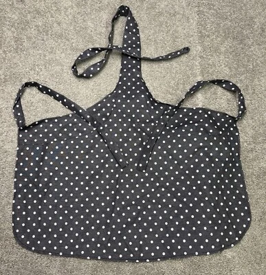 Tie apron  polka dot with pockets gray and white adult With Pockets - Image 1 of 4