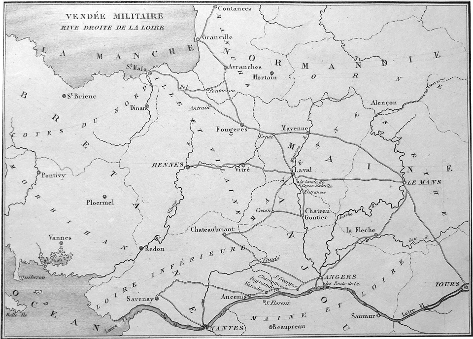 GUERRE de VENDÉE - CARTE de VENDÉE MILITAIRE (RIVE DROITE de LOIRE)- Gravure 19e - Photo 1/2