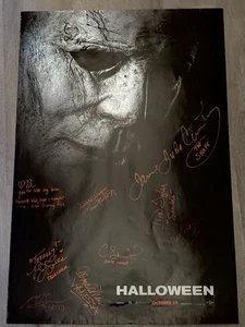 Original D/S Halloween 2018 Theatre Movie Poster Signed By 9 Cast Michael Myers - Picture 1 of 20