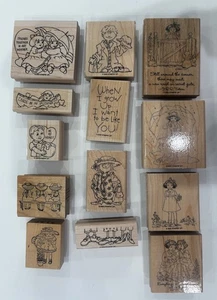 Lot Of 13 - Adorable Little Kids - Rubber Stamps Umbrella Valentines Dress-Up - Picture 1 of 7