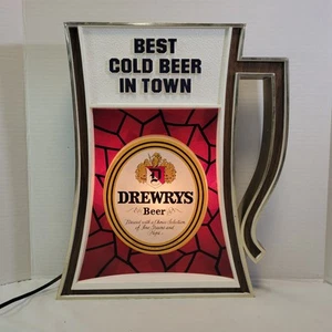 Vintage DREWRYS BEER Lighted Stein "Best Cold Beer in Town" Works - Picture 1 of 18