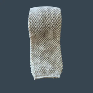 Corbata tejida Hardy Amies London beige 100 % algodón duro para hombre - Imagen 1 de 5