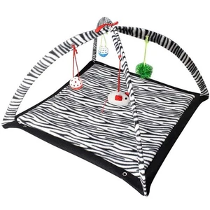 Cat Play Tent Zebra Print Dangle Toys Pets Interactive Kitty Play Bed Kitten Fun - Picture 1 of 1