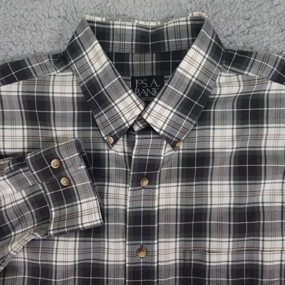 Jos A Bank Traveler Button Down Shirt Mens Large Olive Green Plaid Long Sleeve - Image 1 of 4