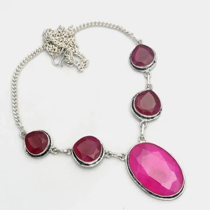 Simulated Ruby Gemstone Ethnic Handmade Necklace Jewelry 34 Gms AN 14830 - Picture 1 of 1