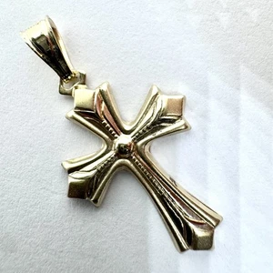 14K 585 Yellow Gold 1.7G Ornate Cross Charm Pendant! (WMP014047) - Picture 1 of 6
