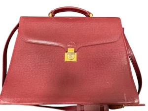 Briefcase Messenger Bag Texier Leather Ladies Red Shoulder Strap Made in France - Picture 1 of 11