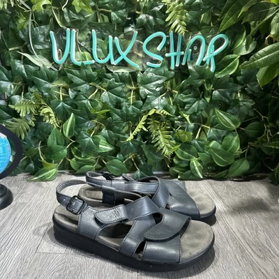 SAS Mujer Huggy Sandalia Talla 8.5 W Cuero Marrón Cuña Baja Tirantes Tripad Zapato Foto 1 de 4