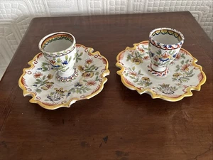 Zwei antike französische Fayence Eierbecher - Bild 1 von 16