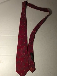 Giorgio Armani Red w/ green floral NECK Tie 100% Silk made in Italy - Picture 1 of 4