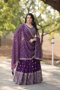 LENGHA WEAR BOLLYWOOD INDIAN WEDDING PARTY NEW DESIGNER LEHENGA CHOLI PAKISTANI - Picture 1 of 6