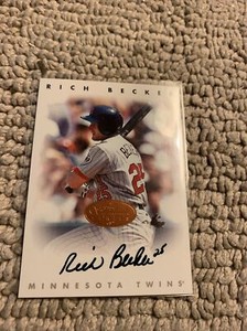 Rich Becker Bronze Autograph 1996 Leaf Donruss Signature Baseball Card Cb8