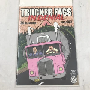 TRUCKER FAGS IN DENIAL - Jim Goad & Jim Blanchard Adult Humor Bagged Boarded - Picture 1 of 6