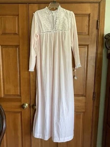 Vtg Christian Dior Nightgown House Dress Nightie Lace Ruffle Lingerie Coquette M - Picture 1 of 18