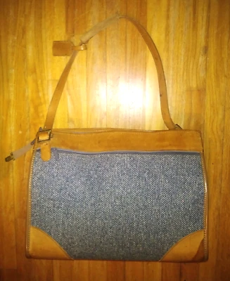 Bolsa clássica Hartmann couro tweed vintage para negócios ou fim de semana - Imagem 1 de 4