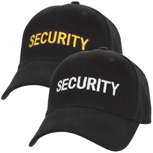 "Security" Cap - Black - With White Or Gold Embroidery Low Profile Baseball Hat - Picture 1 of 9