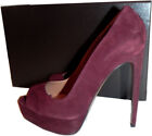 $978 Azzedine Alaia Pumps Bordeaux Suede Peep Toe Platform Sandal Heels Shoes 38