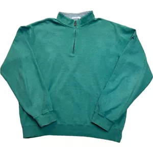 PETER MILLAR Mens 1/2 Zip Pullover Sweatshirt Embroidered CCNC Sleeve XL Green - Picture 1 of 8