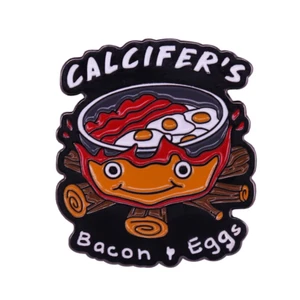 Calcifer Bacon Eggs Howl's Moving Castle Studio Ghibli 1.25" Lapel Enamel Pin - Bild 1 von 4