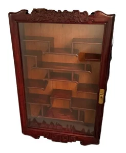 Vintage 1970’s Chinese Lg Solid Rosewood Handcrafted Shadow Curio Display Box - Picture 1 of 12