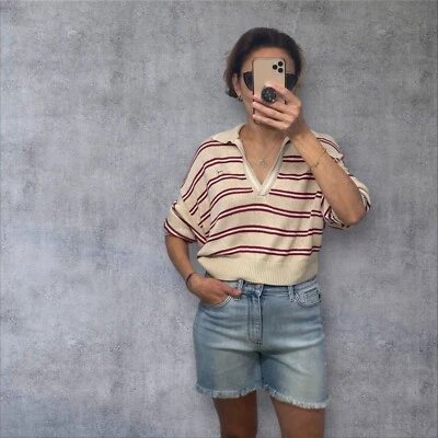 Top Pullover Rosa Victoria's Secret Y2K Tejido M Rayas Boho Hippie Recortado Foto 1 de 4