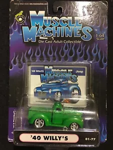 MUSCLE MACHINES 40 WILLYS PICKUP GREEN 1/64 DIE CAST 01-77 - Picture 1 of 2